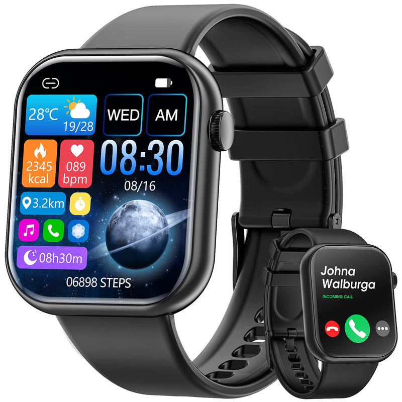 Smart Watch (Answer/Make Calls), 2024 Newest 1.85 Inch Fitness Tracker, Heart Rate/Sleep Monitor/Pedometer/Calories, Multiple Sports Modes